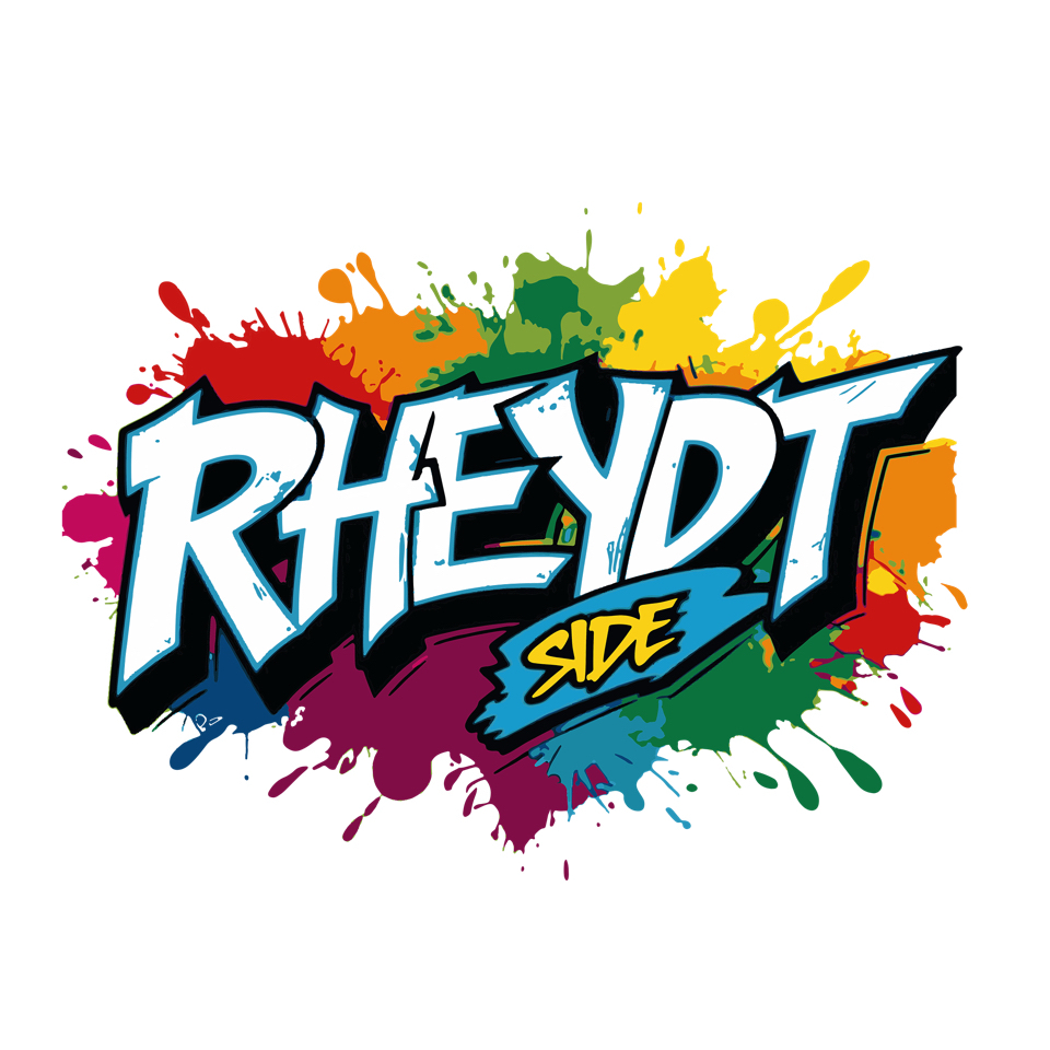 Buntes Logo im Graffiti-Style mit Aufschrift: Rheydt Side
